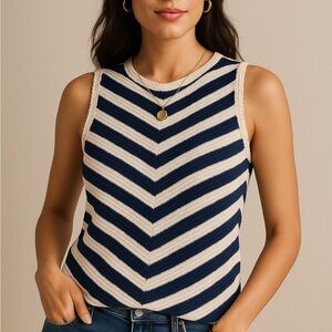 Navy and White Chevron Tank Top